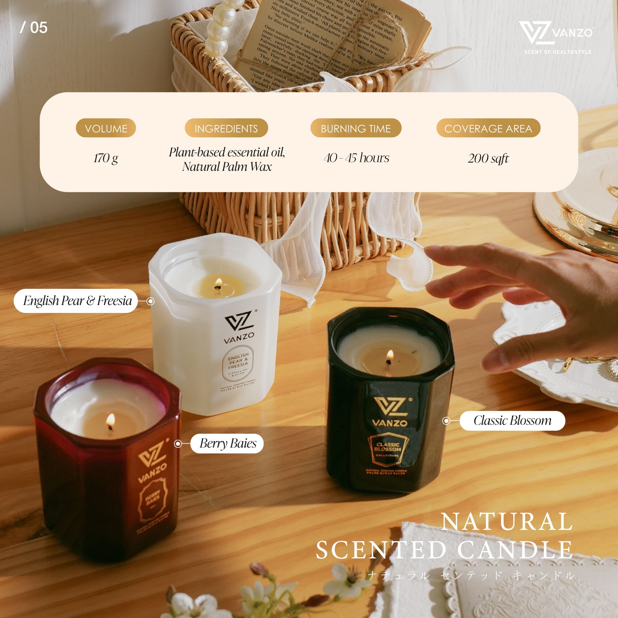 Chez JuJu Natural Soy Wax Candle | English Pear, Freesia & Amber | Luxurious Scented Candle Fragrance Aromatherapy | Clean Burning | Handcrafted | PLA