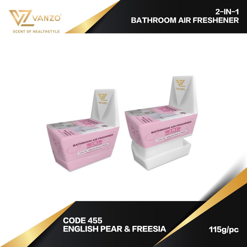 code-455-english-pear-freesia-vanzo-2-in-1-bathroom-air-freshener-115g