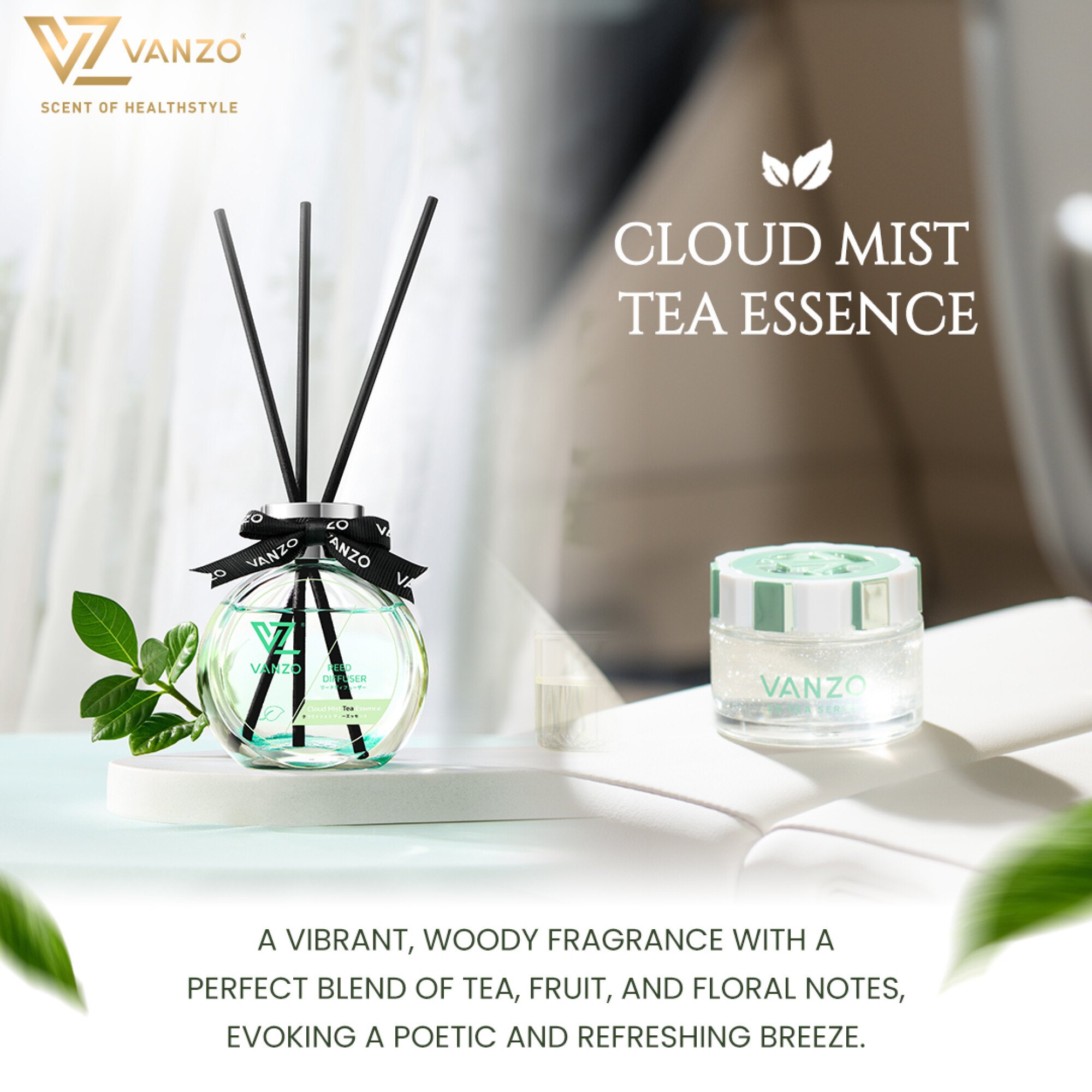 Vanzo Reed Diffuser VANZO Reed Diffuser Tea Series - Cloud Mist Tea Essence 伯牙绝弦 120ml ...